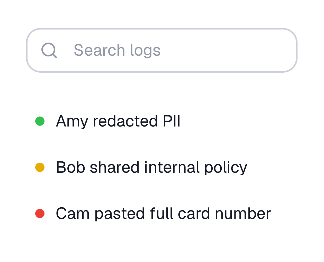 Real time dashboard and auditable logs