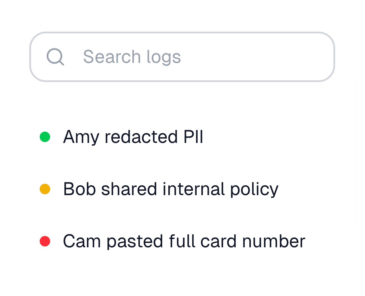 Real time dashboard and auditable logs